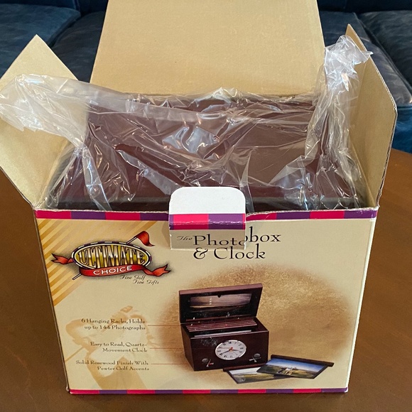 Vintage Wooden Photo Keepsake Box with Clock, Golf Themed (unused/unopened) - Picture 3 of 13